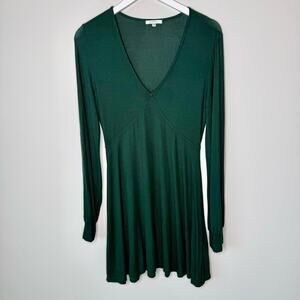 Z Supply | Dark Green Ribbed Knit V-Neck Dress Size Medium